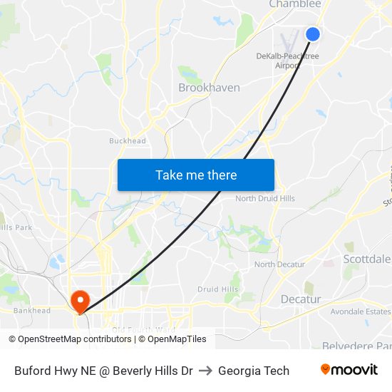 Buford Hwy NE @ Beverly Hills Dr to Georgia Tech map