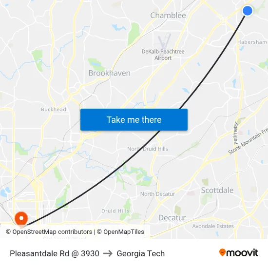 Pleasantdale Rd @ 3930 to Georgia Tech map