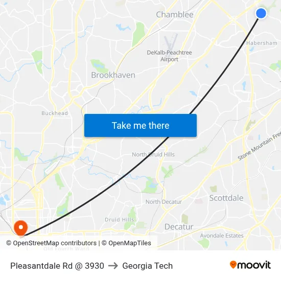 Pleasantdale Rd @ 3930 to Georgia Tech map