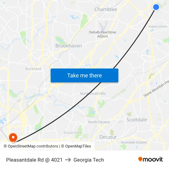 Pleasantdale Rd @ 4021 to Georgia Tech map
