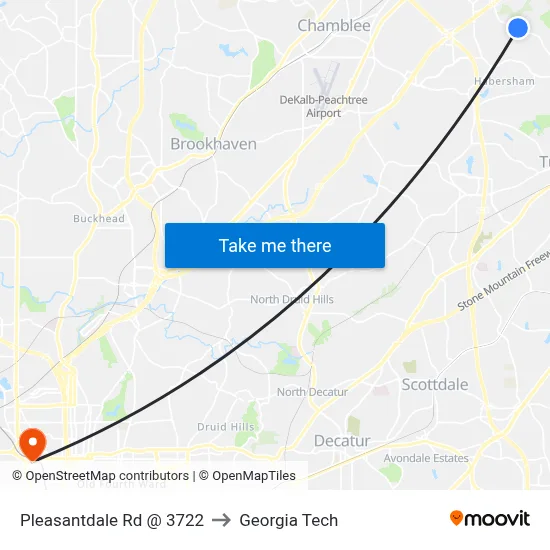 Pleasantdale Rd @ 3722 to Georgia Tech map
