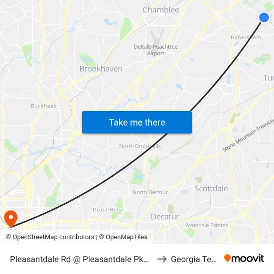 Pleasantdale Rd @ Pleasantdale Pkwy to Georgia Tech map