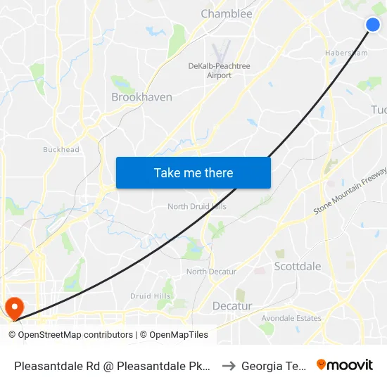 Pleasantdale Rd @ Pleasantdale Pkwy to Georgia Tech map