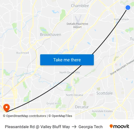 Pleasantdale Rd @ Valley Bluff Way to Georgia Tech map