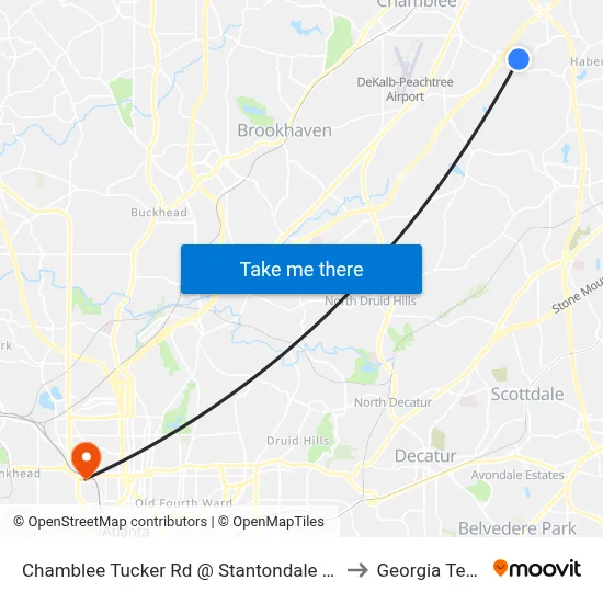 Chamblee Tucker Rd @ Stantondale Dr to Georgia Tech map