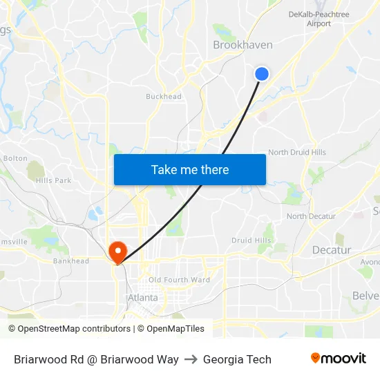 Briarwood Rd @ Briarwood Way to Georgia Tech map