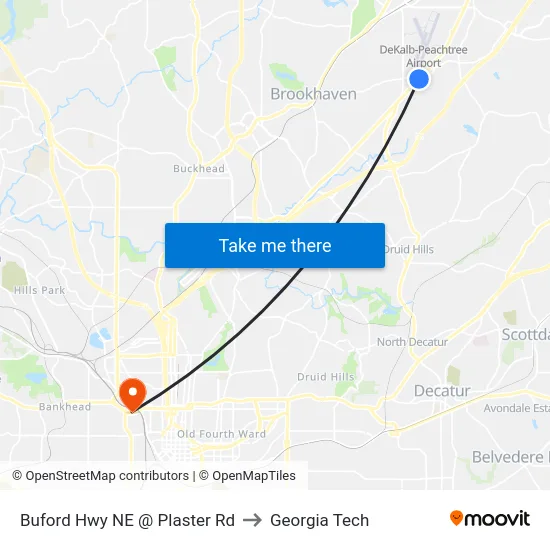 Buford Hwy NE @ Plaster Rd to Georgia Tech map