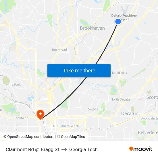 Clairmont Rd @ Bragg St to Georgia Tech map