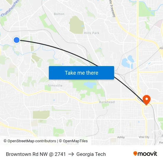 Browntown Rd NW @ 2741 to Georgia Tech map