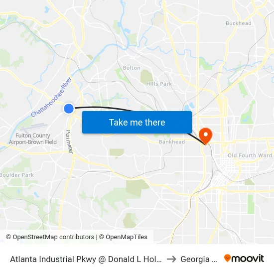 Atlanta Industrial Pkwy @ Donald L Hollowell Pkwy to Georgia Tech map