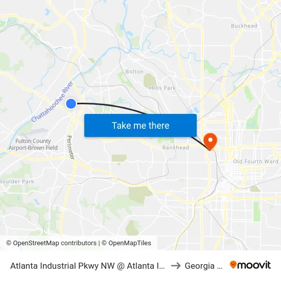 Atlanta Industrial Pkwy NW @ Atlanta Industrial Dr to Georgia Tech map