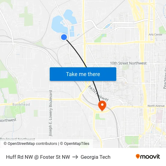 Huff Rd NW @ Foster St NW to Georgia Tech map