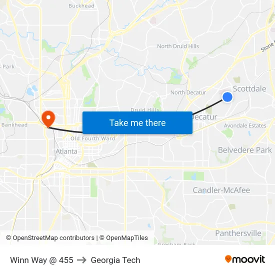 Winn Way @ 455 to Georgia Tech map