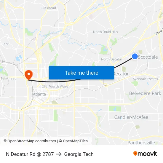 N Decatur Rd @ 2787 to Georgia Tech map