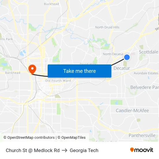 Church St @ Medlock Rd to Georgia Tech map