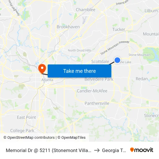 Memorial Dr @ 5211 (Stonemont Village Sc) to Georgia Tech map
