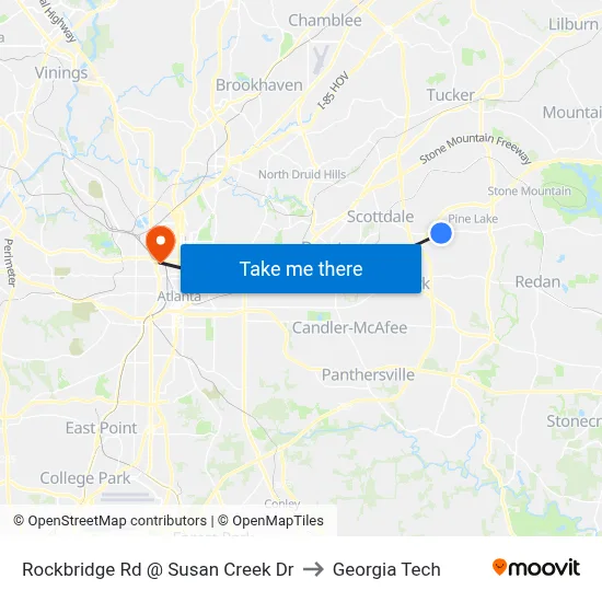 Rockbridge Rd @ Susan Creek Dr to Georgia Tech map