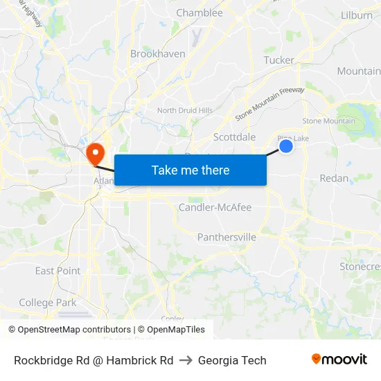 Rockbridge Rd @ Hambrick Rd to Georgia Tech map
