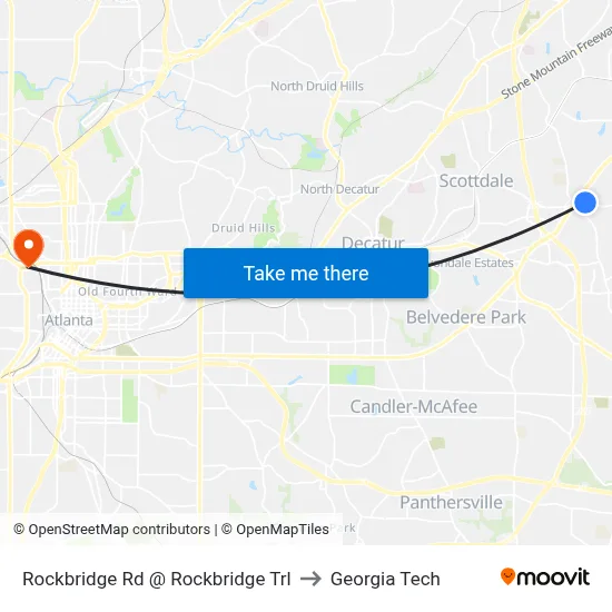 Rockbridge Rd @ Rockbridge Trl to Georgia Tech map