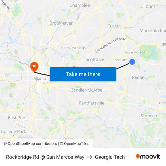 Rockbridge Rd @ San Marcos Way to Georgia Tech map