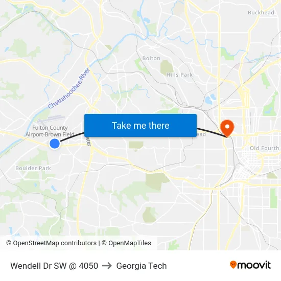 Wendell Dr SW @ 4050 to Georgia Tech map