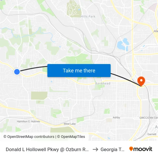 Donald L Hollowell Pkwy @ Ozburn Rd NW to Georgia Tech map