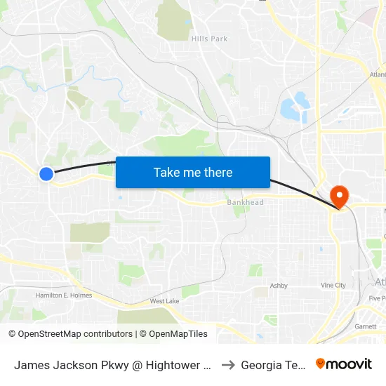 James Jackson Pkwy @ Hightower Rd to Georgia Tech map