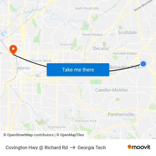 Covington Hwy @ Richard Rd to Georgia Tech map