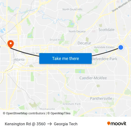 Kensington Rd @ 3560 to Georgia Tech map