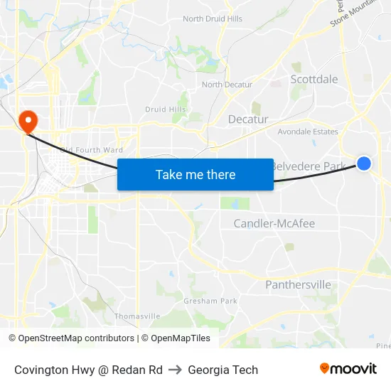 Covington Hwy @ Redan Rd to Georgia Tech map