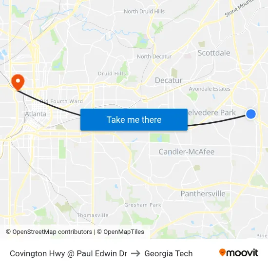 Covington Hwy @ Paul Edwin Dr to Georgia Tech map