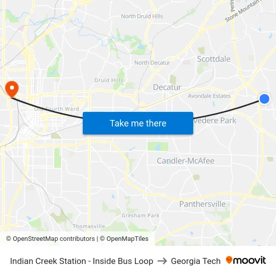 Indian Creek Station - Inside Bus Loop to Georgia Tech map