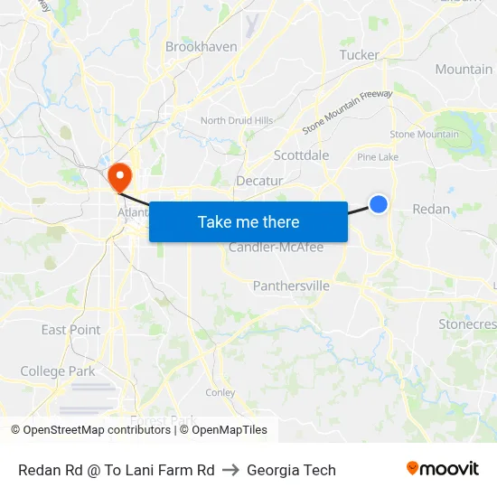 Redan Rd @ To Lani Farm Rd to Georgia Tech map