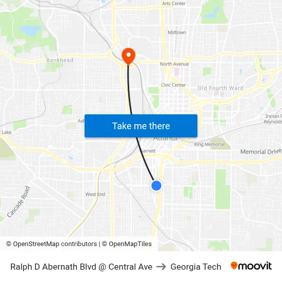 Ralph D Abernath Blvd @ Central Ave to Georgia Tech map