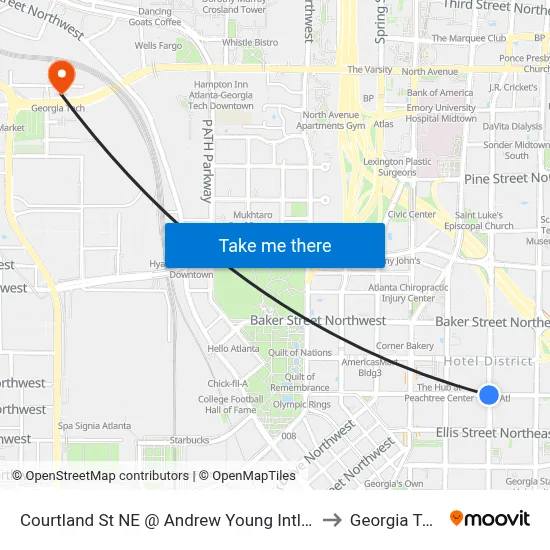 Courtland St NE @ Andrew Young Intl Blvd to Georgia Tech map