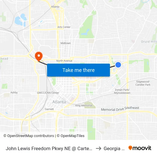 John Lewis Freedom Pkwy NE @ Carter Center Entr to Georgia Tech map