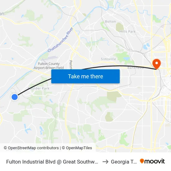 Fulton Industrial Blvd @ Great Southwest Pkwy to Georgia Tech map