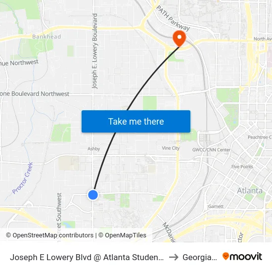 Joseph E Lowery Blvd @ Atlanta Student Movement Blvd to Georgia Tech map