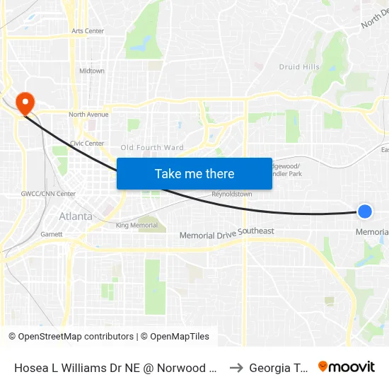 Hosea L Williams Dr NE @ Norwood Ave NE to Georgia Tech map