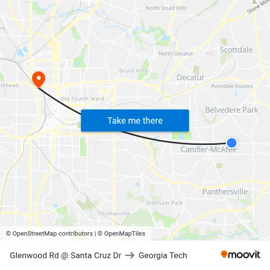 Glenwood Rd @ Santa Cruz Dr to Georgia Tech map