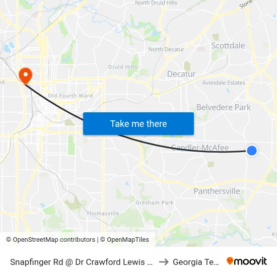 Snapfinger Rd @ Dr Crawford Lewis Dr to Georgia Tech map