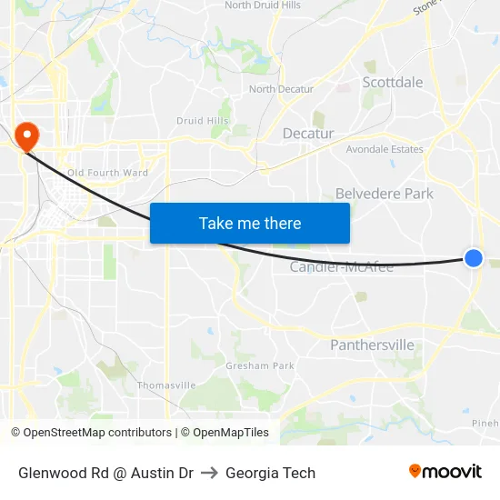 Glenwood Rd @ Austin Dr to Georgia Tech map