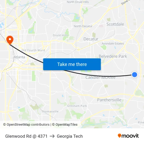 Glenwood Rd @ 4371 to Georgia Tech map
