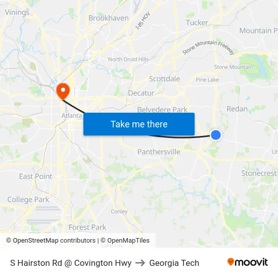 S Hairston Rd @ Covington Hwy to Georgia Tech map