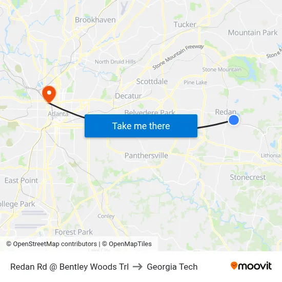 Redan Rd @ Bentley Woods Trl to Georgia Tech map
