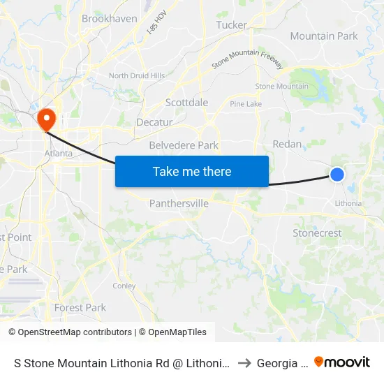 S Stone Mountain Lithonia Rd @ Lithonia Industrial Blvd to Georgia Tech map