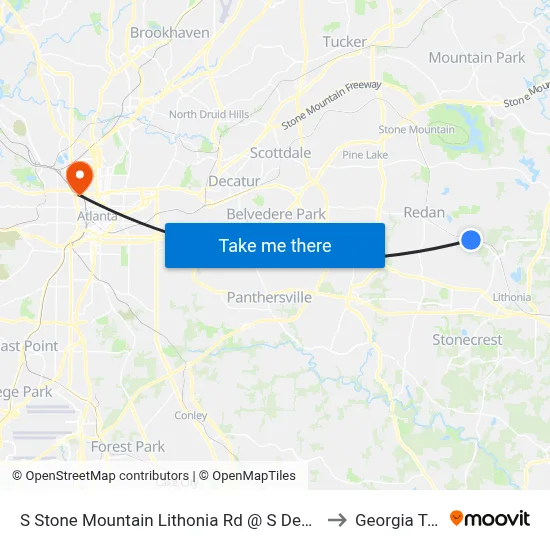 S Stone Mountain Lithonia Rd @ S Deshon Rd to Georgia Tech map