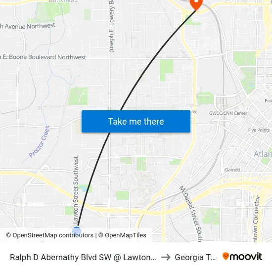 Ralph D Abernathy Blvd SW @ Lawton St SW to Georgia Tech map