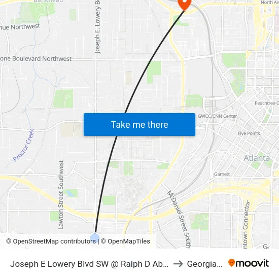 Joseph E Lowery Blvd SW @ Ralph D Abernathy Blvd SW to Georgia Tech map