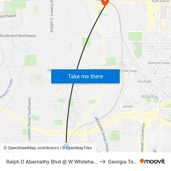 Ralph D Abernathy Blvd @ W Whitehall St to Georgia Tech map